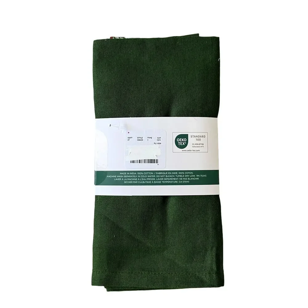 Rachel Ashwell Farmhouse CHRISTMAS TREE Cotton Napkins 12pc Green White New
